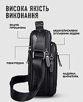 Чоловічий месенджер шкіряний 22х26х9, чоловіча сумка барсетка, сумочка для чоловіка, сумка зі шкіри, чорна, фото 6