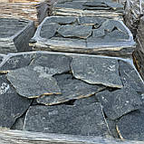 Фасадна плитка плашка із сланцю "Смарагд" дикий камінь для цоколя, фасаду, облицювання будинку, мощення доріжок, фото 2