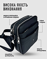 Сумка барсетка шкіряна чоловіча через плече Tiding Bag TM-73571 чорна, фото 7