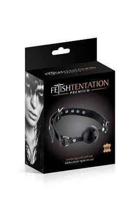 Кляп Fetish Tentation Premium Leather gag with stiff ball, фото 2
