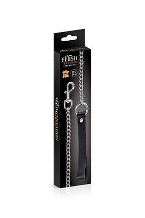 Поводок Fetish Tentation Premium Metal leash with cowhide leather wrist 115 см, фото 2