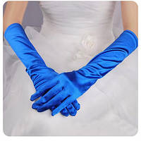 Рукавички вечірні довгі сині