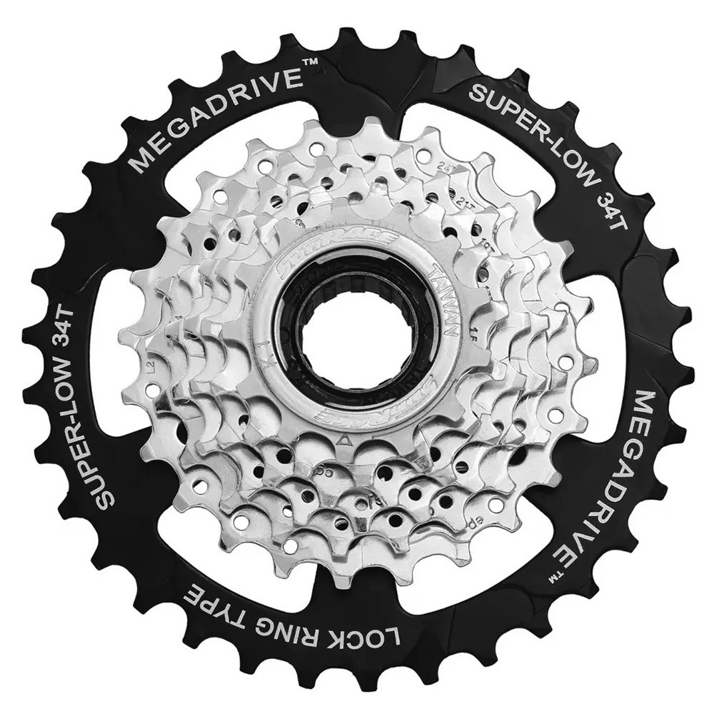 Тріскачка велосипедна Sun Race M4S (76-27) Megadrive 7 швидкостей (13-34T) Zinc+Black, фото 1