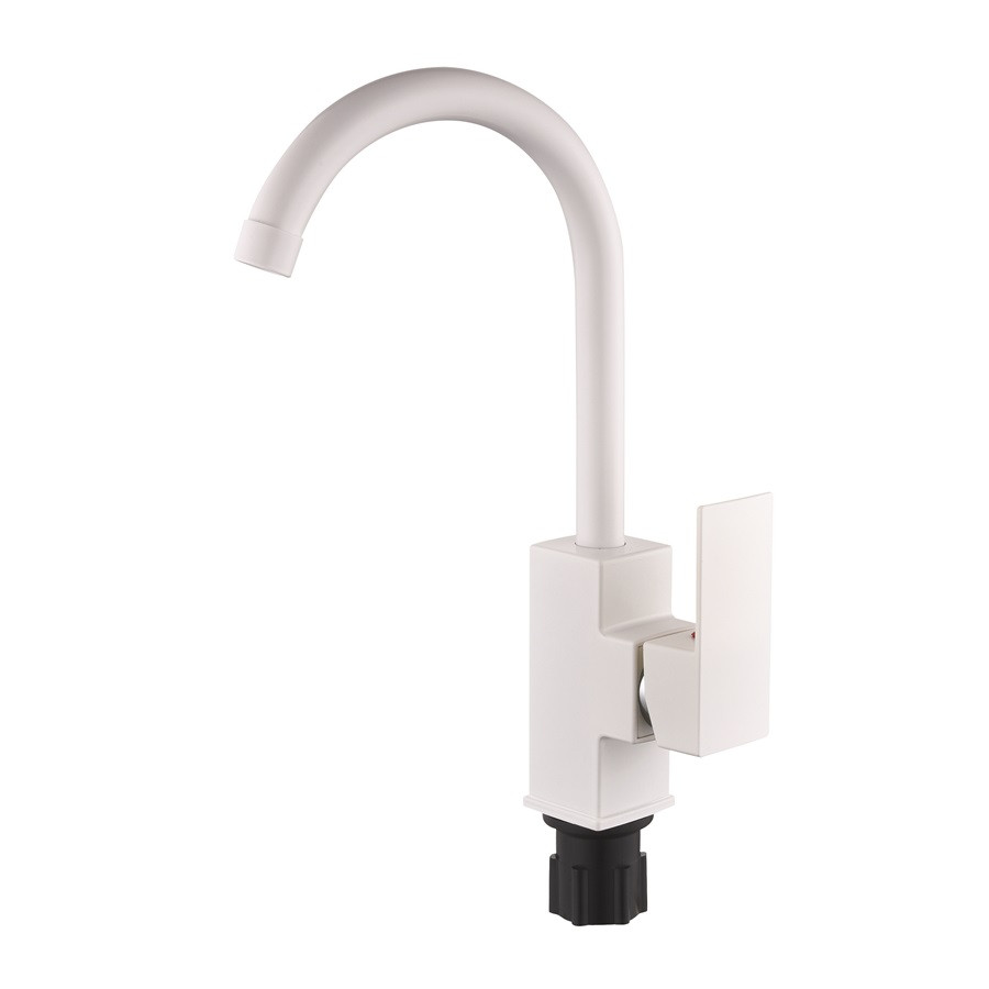 Змішувач для кухні Plamix Kubus-011 White, високий, з гнучким підводом. (PM0674)