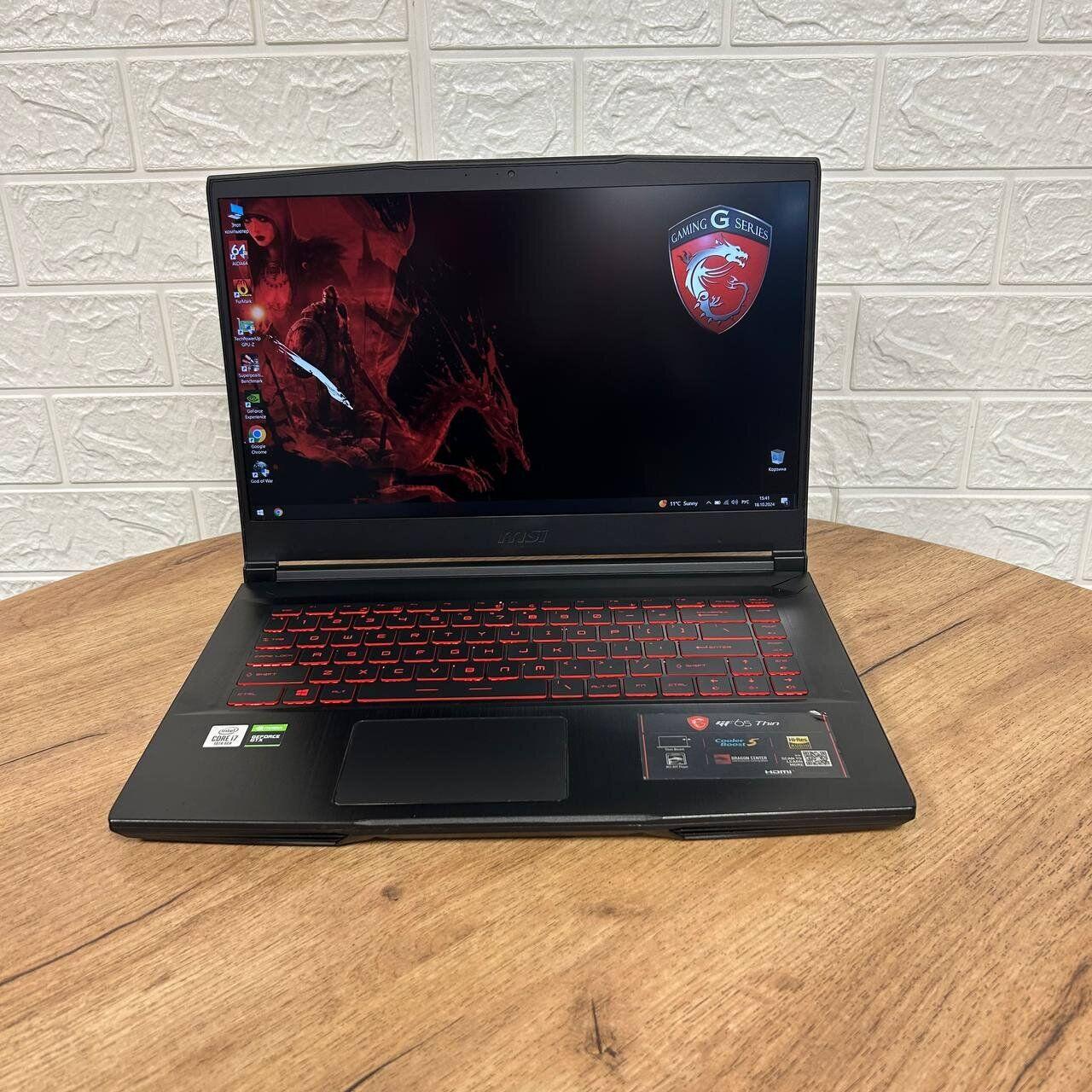 Б/в Ігровий ноутбук Б-клас MSI GF65 Thin 10SDR 15.6" 1920x1080| i7-10750H| 16GB RAM| 512GB SSD| GTX 1660 Ti 6GB