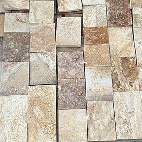 Фасадна плитка із сланцю "Золота Вишня" для цоколя, фасаду, облицювання будинку