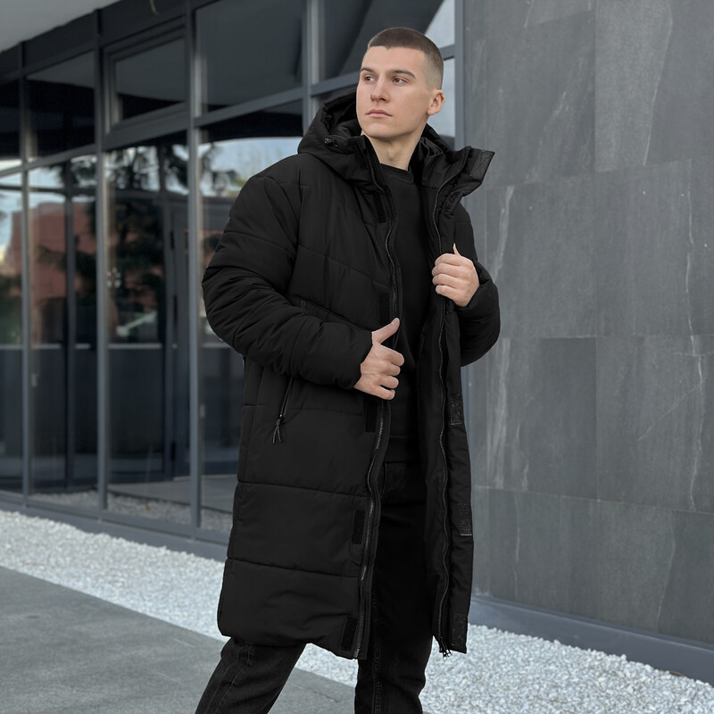Подовжена зимова куртка Pobedov Legas чорного кольору