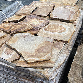 Фасадна плитка плашка "Золота Вишня" із каменю сланцю для цоколя, фасаду, облицювання будинку, мощення доріжок