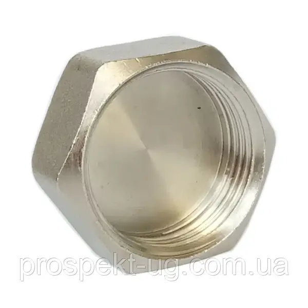Заглушка Ду15 (1/2") латунна хром нікель різьбова ВР