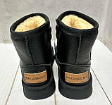 Зимові дитячі Ugg Paliament уггі екошкіра чорні 29-30, фото 2