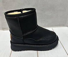 Зимові дитячі Ugg Paliament  уггі екошкіра  чорні 29  18.5 см