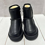 Зимові дитячі Ugg Paliament уггі екошкіра чорні 29-30, фото 6