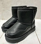 Зимові дитячі Ugg Paliament уггі екошкіра чорні 29-30, фото 7