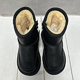 Зимові дитячі Ugg Paliament уггі екошкіра чорні 29-30, фото 3
