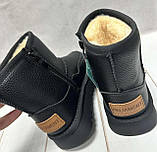 Зимові дитячі Ugg Paliament уггі екошкіра чорні 29-30, фото 4
