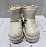 Зимові дитячі Ugg Paliament уггі екошкіра бежеві 29 18.5 см, фото 5