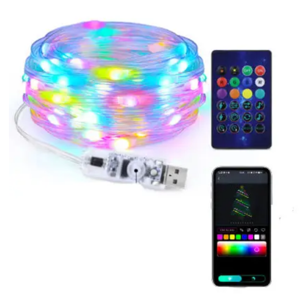 Гірлянда RGB 20 м з підключенням до смартфона Bluetooth ІЧ-пульт