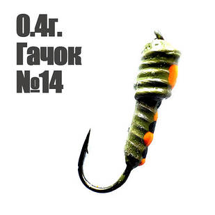 Мормишка Лесотка 0.4г. гачок №14 Зелена
