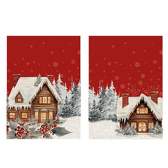 Набір із 2-х червоних бавовняних кухонних рушників із новорічним малюнком Hogar Centrotex