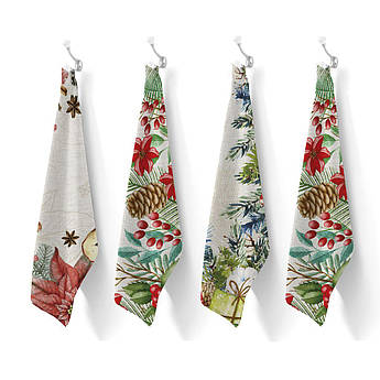 Набір із 4-х кухонних бавовняних рушників із різними малюнками Jolli Centrotex