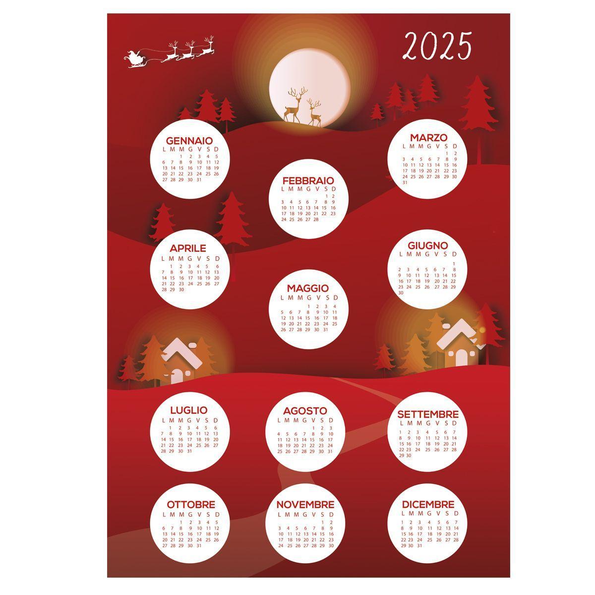 Кухонний рушник бавовняний у червоному кольорі з новорічним малюнком Calendario Centrotex