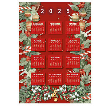 Кухонний рушник із бавовни в червоному кольорі з малюнком календаря Calendario Centrotex