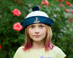 Папайка моряка біла c темно-синіми полями з написом "Юнга" Дитяча Розмір S 48