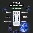 Гірлянда Роса з пультом 200м 2000 LED синя на білому дроті, світлодіодна нитка крапля великий декор, фото 6