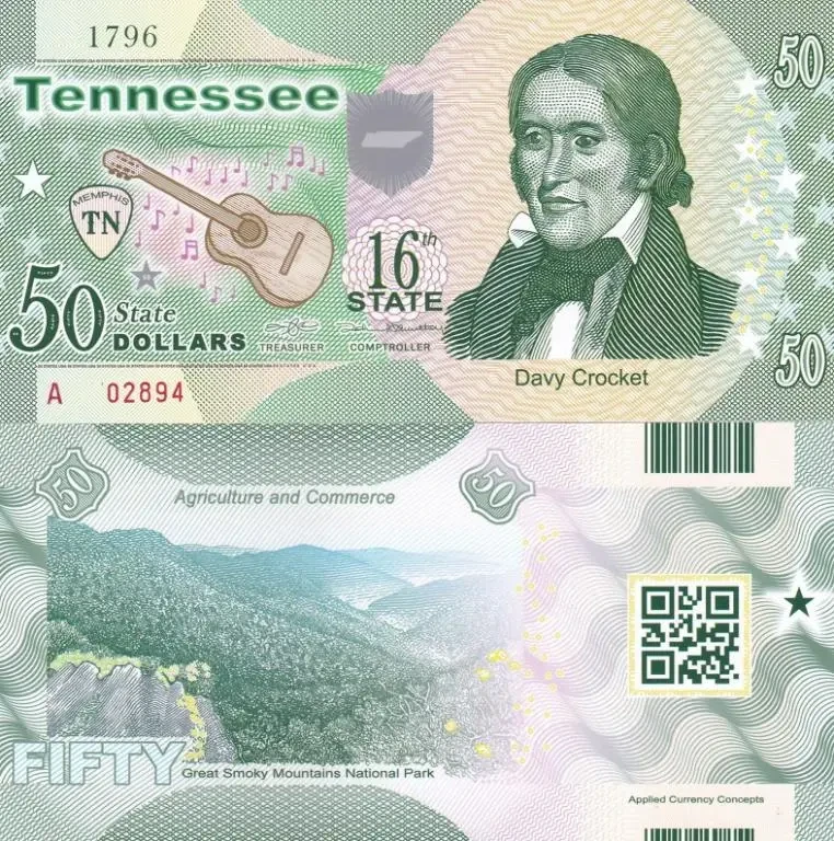 Fantasy/США — 50 Dollars 2014 — 16th state Tennessee — Polymer — Сувенір — UNC