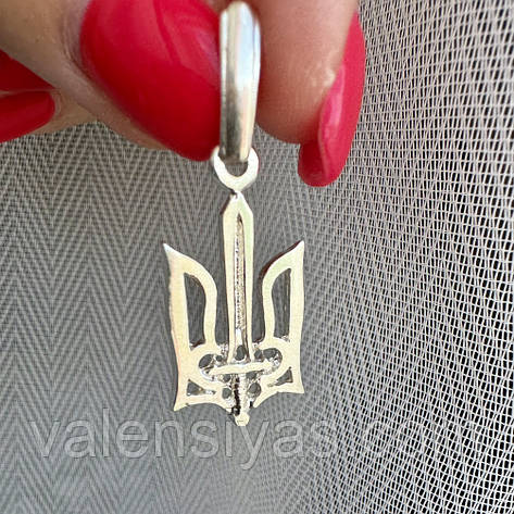 Срібна підвіска Тризуб герб України, фото 1