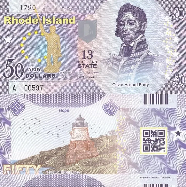 Fantasy/США — 50 Dollars 2014 — 13th state Rhode Island — Polymer — Сувенір — aUNC
