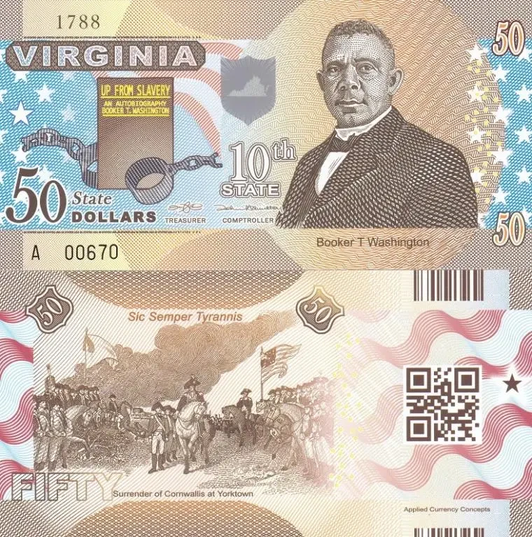 Fantasy/США — 50 Dollars 2014 — 10th state Virginia — Polymer — Сувенір — aUNC