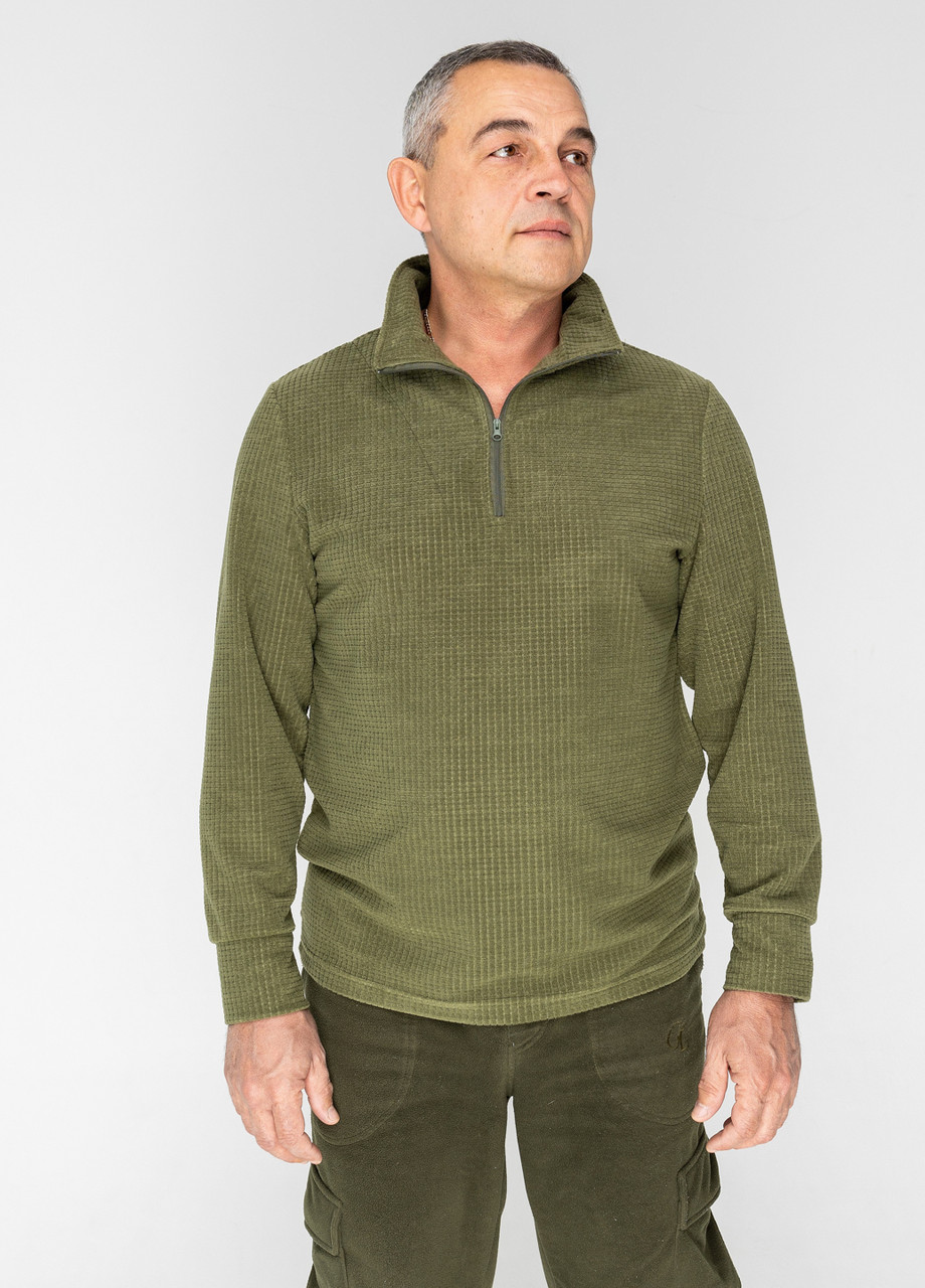 Тактичний гольф чоловічий з довгим рукавом та коміром-стійка (хакі), фото 1