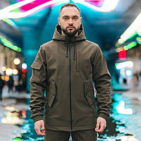 Куртка чоловіча хакі soft shell вітровка весняна класична водовідштовхувальна