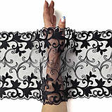 Ажурне мереживо вишивка на сітці: чорна нитка на чорній сітці, ширина 21 см, фото 2