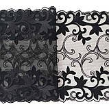 Ажурне мереживо вишивка на сітці: чорна нитка на чорній сітці, ширина 21 см, фото 6