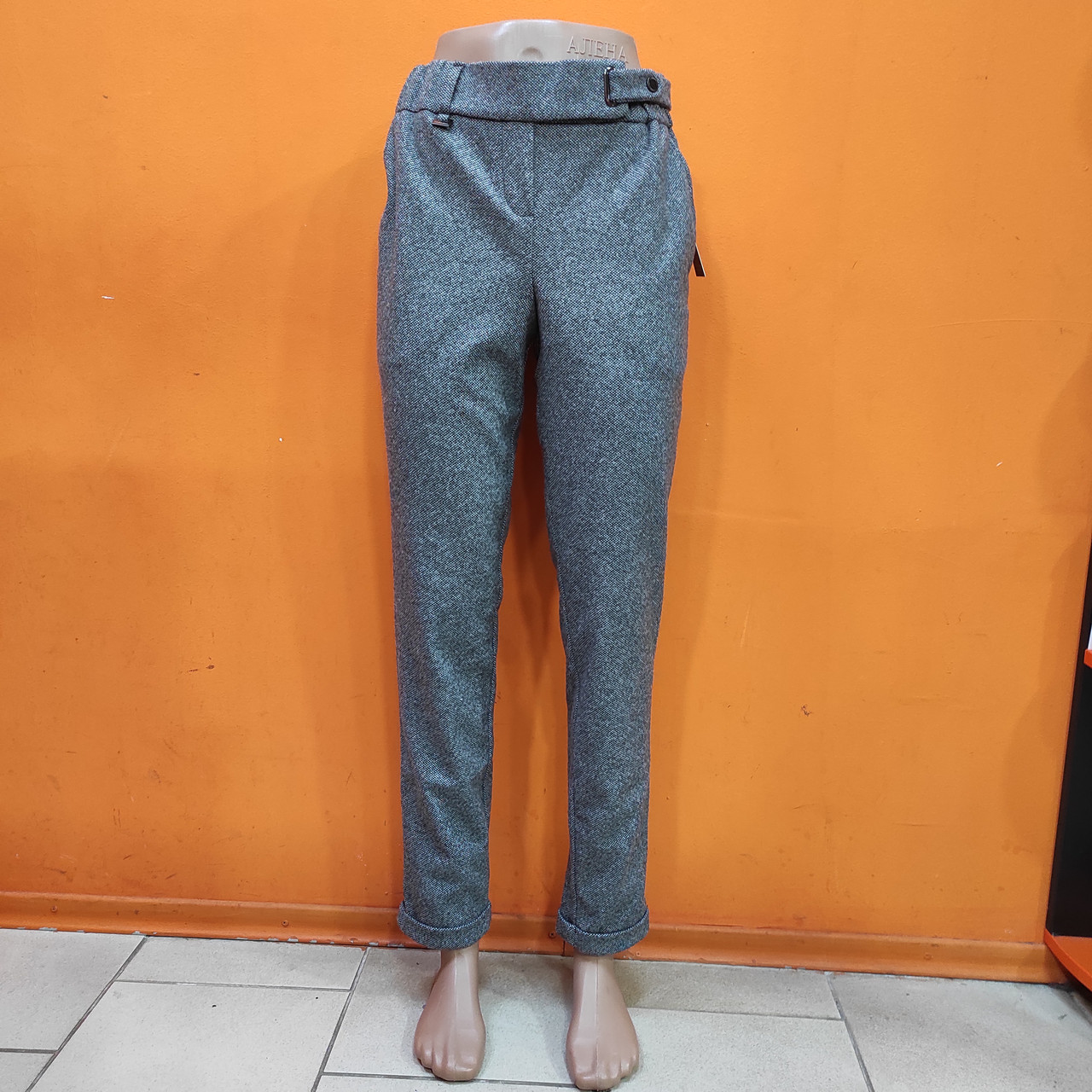 Брюки жіночі теплі штани класика твід 42 сірий, фото 1