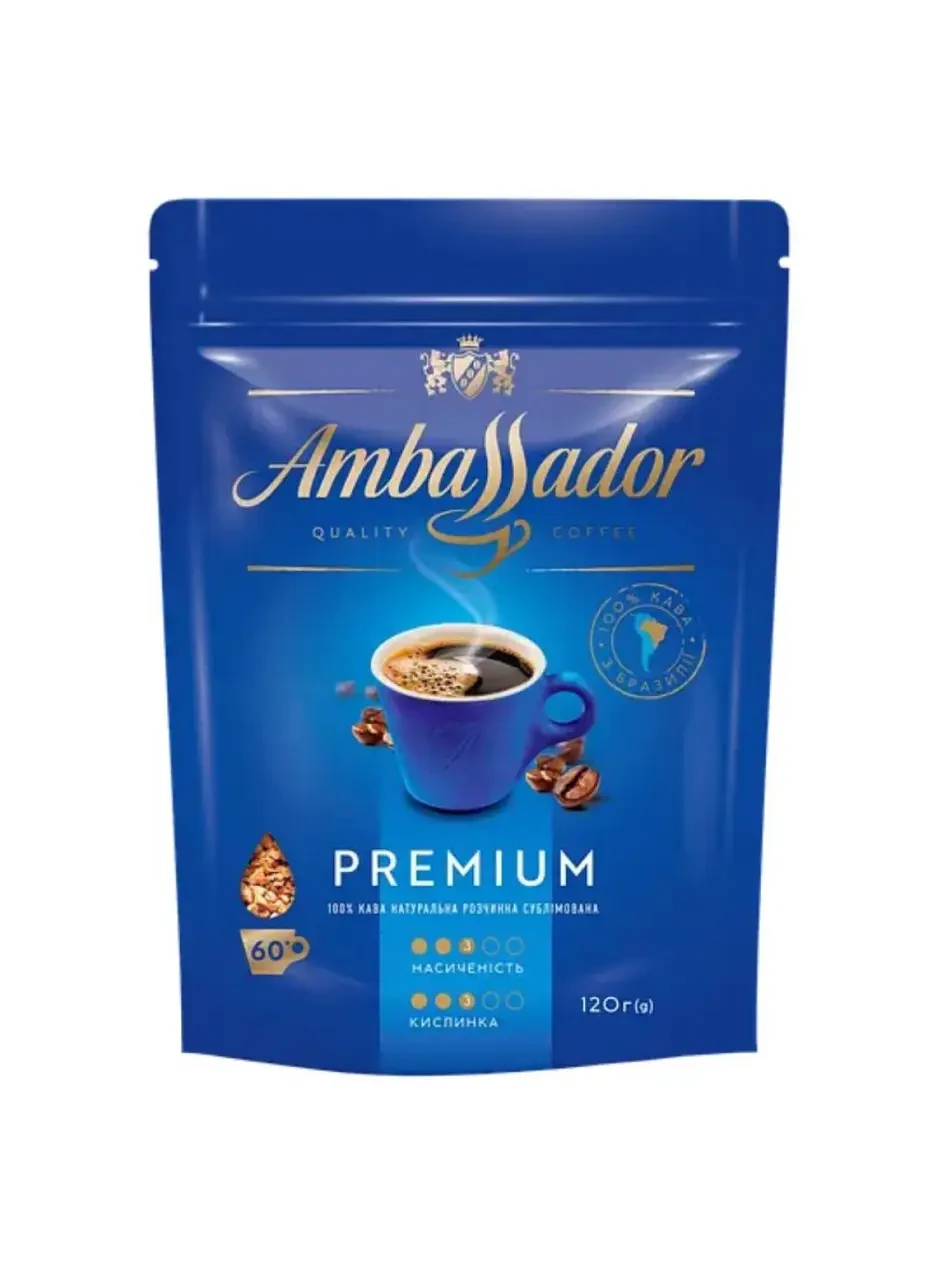 Розчинна кава Ambassador Premium 120 грамів у м'якому пакованні
