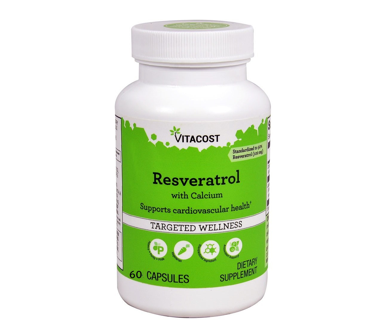 Ресвератрол з кальцієм Vitacost Resveratrol with Calcium 60 капс.