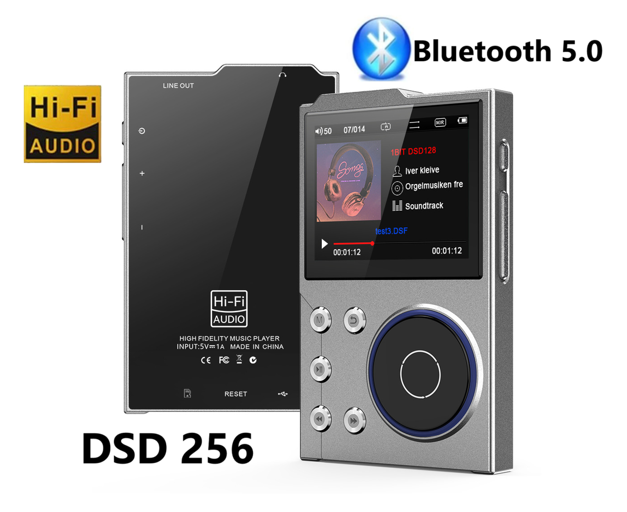 MP3 плеєр Mrobo M10 2.4" Bluetooth 5.0 DSD256 Hi-Fi 16Gb металевий сірий, фото 1