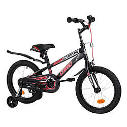 16119 R Велосипед 2-колісний 16 дюймів Corso ручне гальмо, дзвіночок, додаткові колеса