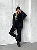 Чорний жіночий теплий спортивний костюм-двійка з тринитки на флісі: Штани та Кофта Худі з капюшоном, фото 2
