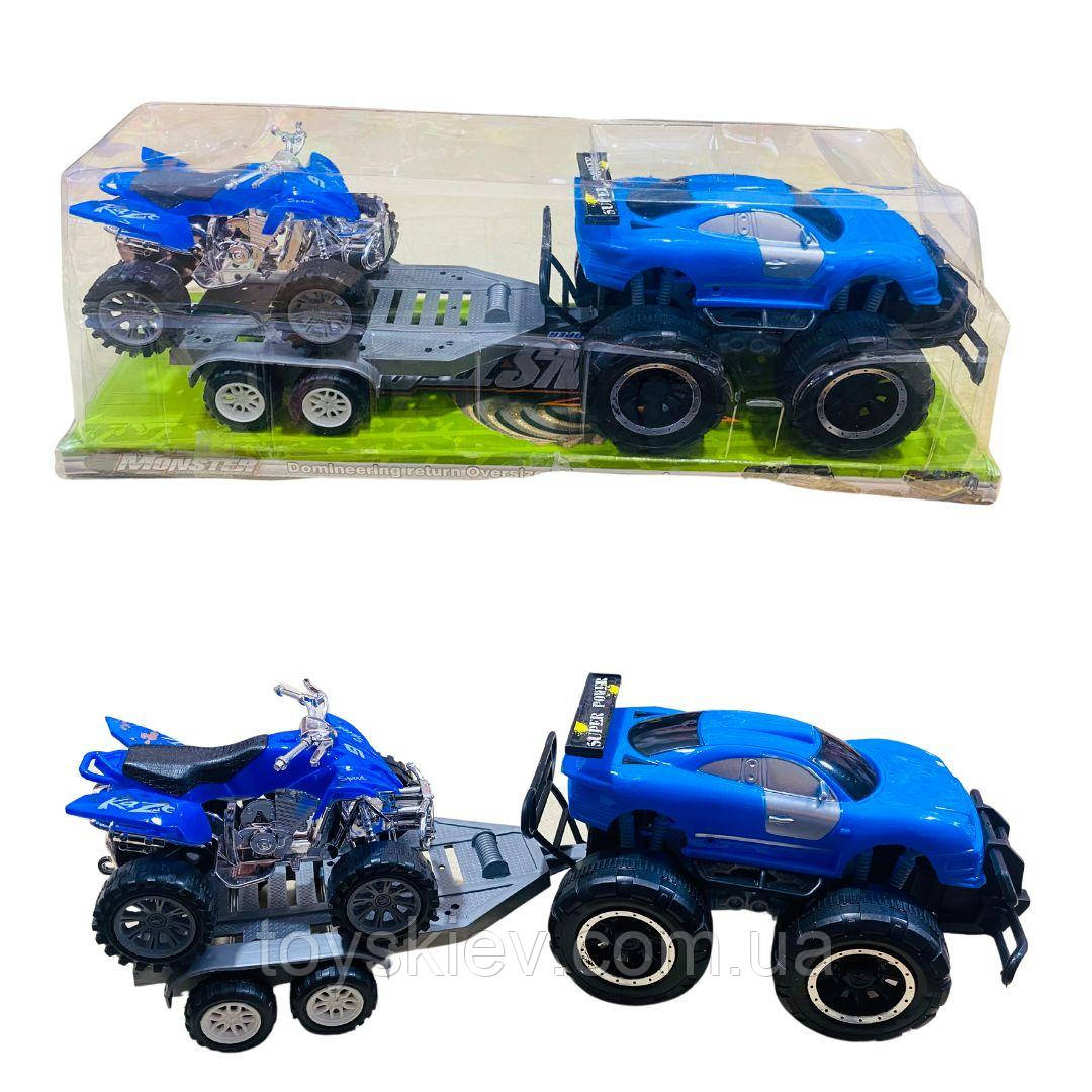 9025-9 A Машина з причепом і квадроциклом інерційна, фото 1