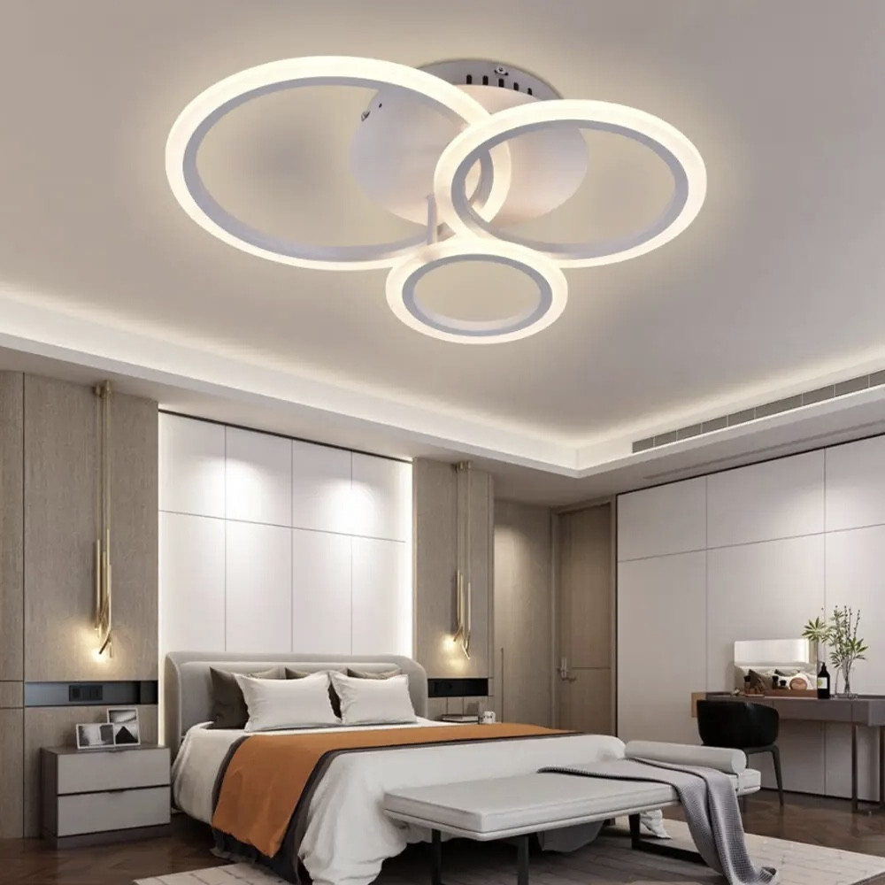 Світлодіодна Led-люстра білого кольору з пультом на 3 плафони до 15 м² Sirius 6091-3 WT