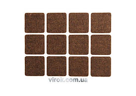 Протектор самоклеючий повстяний VOREL, 28х28мм, набір 12шт. [60/720]