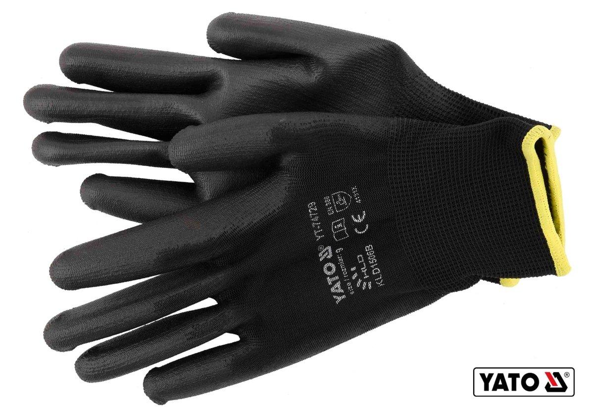 Рукавиці робочі нейлонові YATO чорні, розмір 9 [50/100]