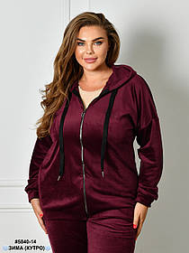 5840-14 Спортивний костюм жіночий на блискавці велюр на хутрі батал (3 од: 54,56,58)