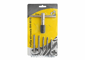 Набір мітчиків VIROK М4-М10 6 шт + вороток. сталь 9ХС кпл. 7 од.