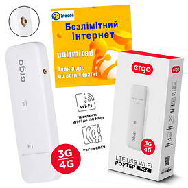 4G Wi-Fi модем (Ergo W02-CRC9) + Безлімітний інтернет