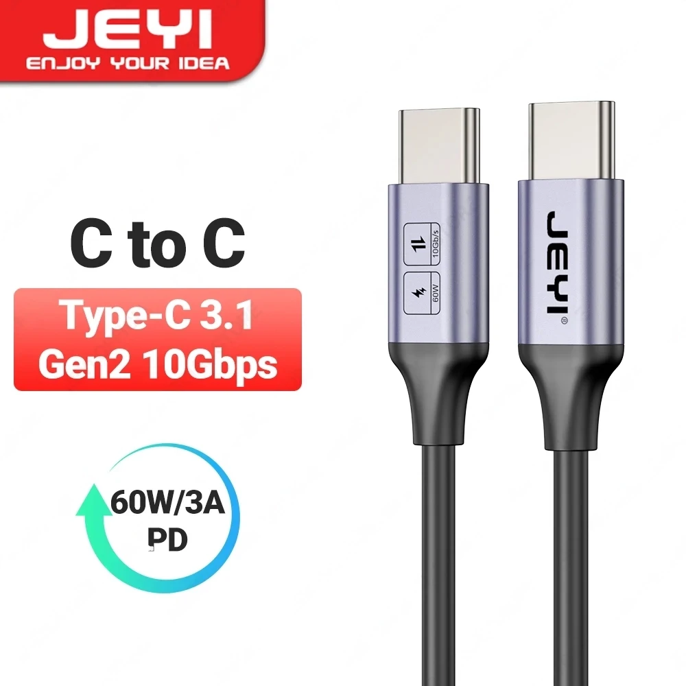 Кабель JEYI, Type-C на Type-C 3.1 Gen2, 10 Гбит/с, 1 м, фото 1